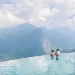 Swimming pool on mountain at Topas Ecolodge - One of the interesting stops of Sapa