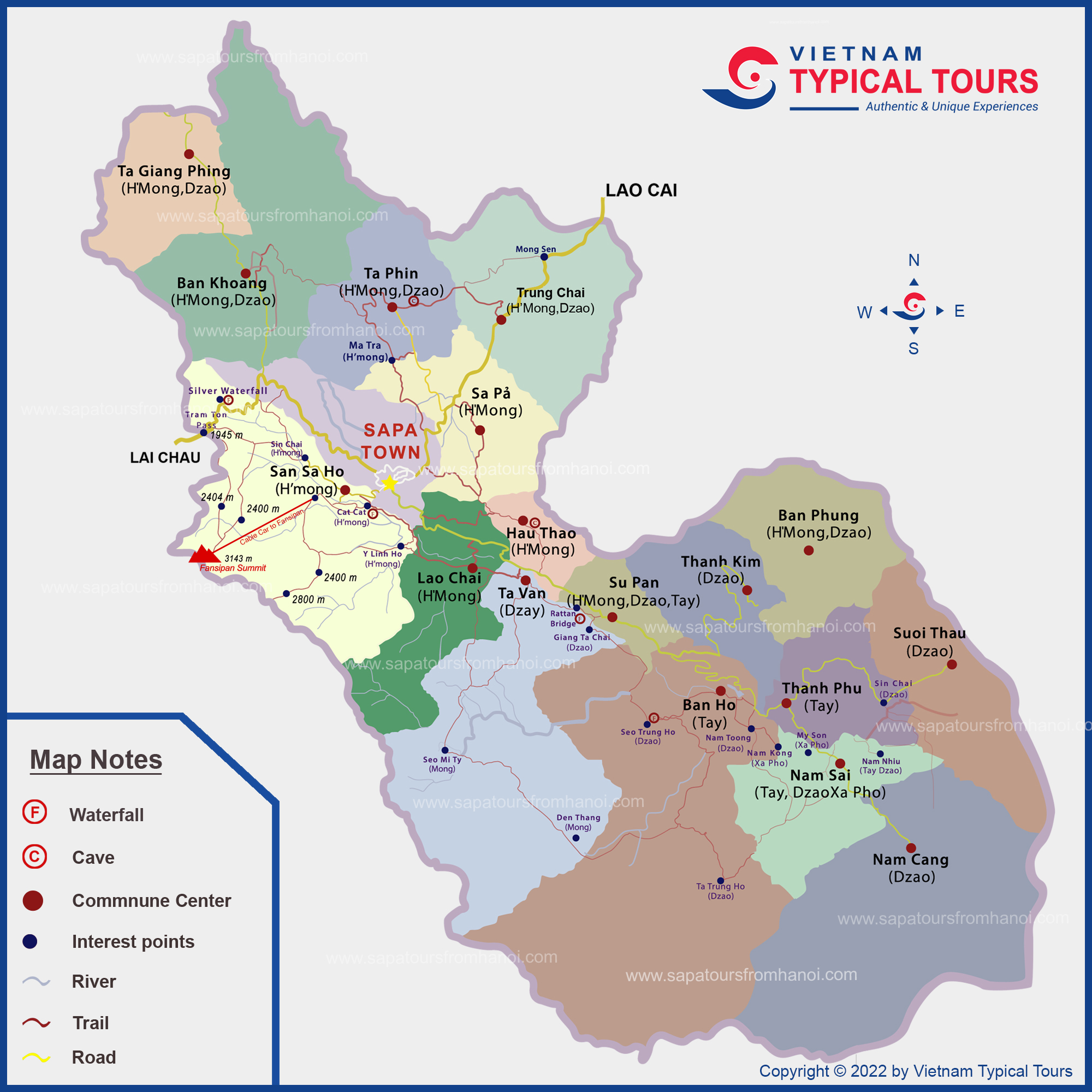 Sapa Travel Map - sapatoursfromhanoi.com